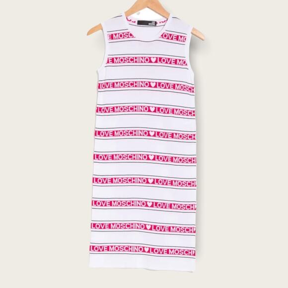 Love Moschino NWT Abito Logo Stripe Sleeveless Dress size 6 - Picture 3 of 15